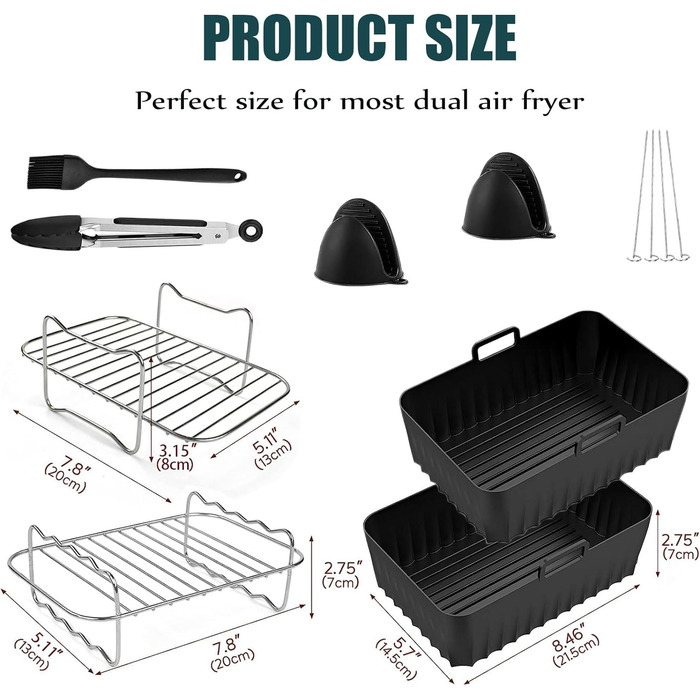 Аксесуари для фритюрниці Air Fryer - аксесуари з 8 предметів Аерофритюрниця з мультипіччю Силіконова форма для фритюрниці, аксесуари для фритюрниці XXl Силіконова вставка для фритюрниці Аерофритюрниця