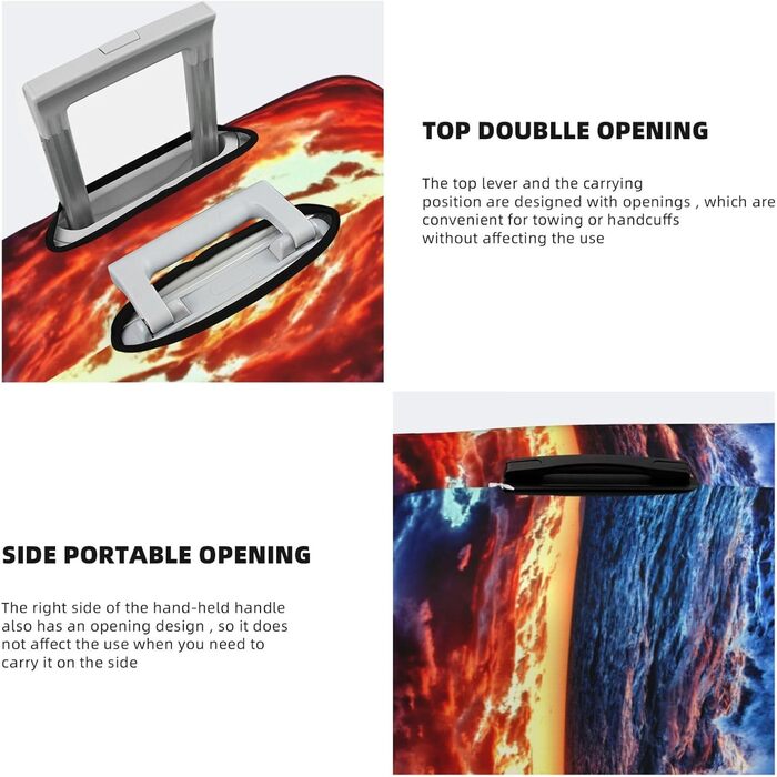 Чохол для валізи Морська бриза та схід сонця з принтом, еластичний захист від подряпин та пилу, чорний, розмір 85 см