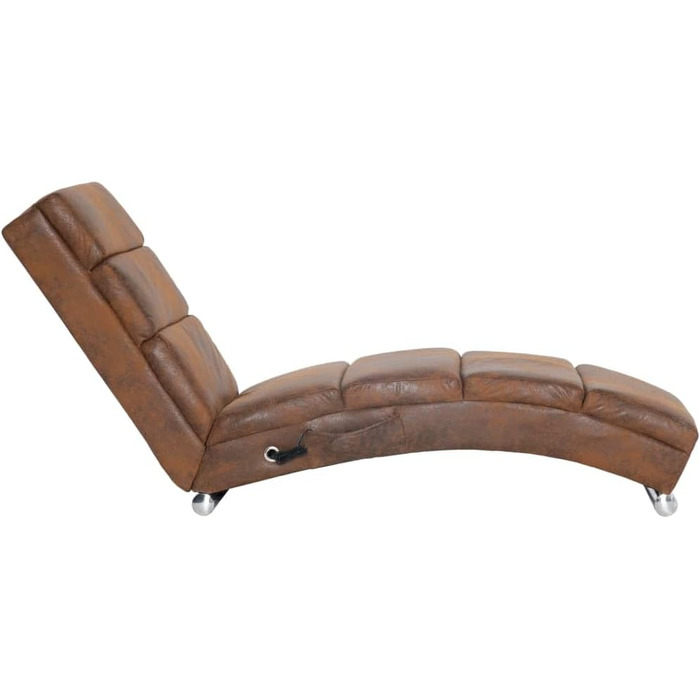 Шезлонг vidaXL з 5 режимами масажу, функцією підігріву, масажним реклайнером, кріслом для відпочинку, шезлонгом, коричневим замшевим виглядом