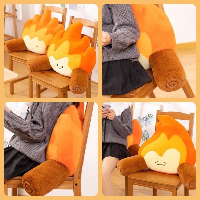 Подушка для читання, щоб сидіти в ліжку мила, весела плюшева подушка для спини, схожа на багаття, ергономічна подушка для поперекової підтримки зі знімним чохлом, який можна прати, для підлітків, дорослих, дивана, софи. Щасливі, універсальний розмір.