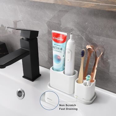 Тримач насадки для зубної щітки Gsocel, тримач для зубної щітки Електрична зубна щітка для зберігання 4 насадки для зубних щіток і 2 тримачі для зубної пасти ABS, білий