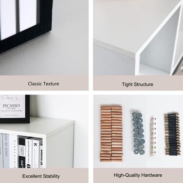 Дерев&39яна книжкова шафа із закритою задньою панеллю, окремостояча кубічна полиця, для вітальні, спальні, офісу, біла, 6 відділень (30Г x 91,5Ш x 61,5В см)