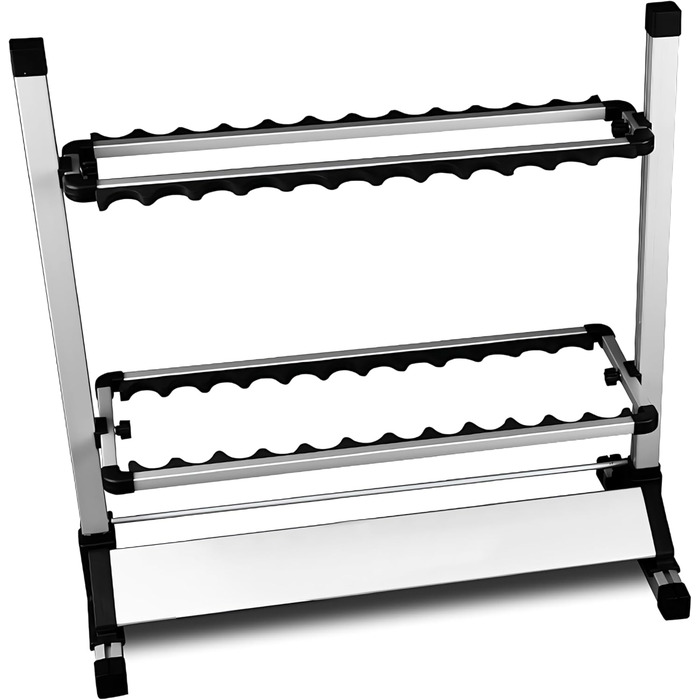 Підставка для вудок тримач для вудок з алюмінієвого сплаву, до 24 вудок, органайзер для зберігання вудок у гаражі або будинку, стійка на 24 вудки, сріблясто-чорна