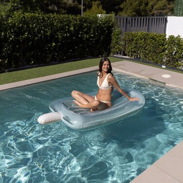 Надувний матрац Flamingueo, килимок для басейну, пляжний, дуже великий, у формі льоду, блискучий дизайн, стійкий до ПВХ, подвійний клапан, 90 x 190 x 20 см