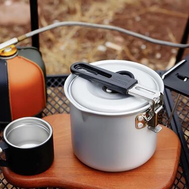 Складаний горщик для кемпінгу 770 мл, горщик для пікніка, відкритий горщик для приготування їжі, чашка з нержавіючої сталі, алюмінієвий корпус, дизайн, антипригарний, одна порція, кемпінг, приготування їжі, походи, барбекю, пригоди та подорожі