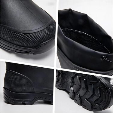 Чоловічі високі гумові чоботи, до середини литки, модні, нековзні, для використання на свіжому повітрі. Легкі та водонепроникні. Чорні, розмір EU 37