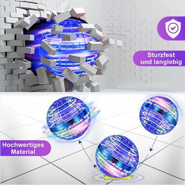 Літаюча куля, чарівна кулька-спіннер RGB, світлодіодна кулька-спіннер, міні-дрон для дитячих іграшок, літаюча куля, літаюча куля, подарунки Nova для хлопчиків та дівчаток, для приміщень та вулиці, професійний (синій) синій