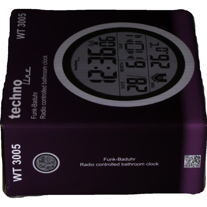 Цифровий настінний радіокерований годинник для ванної кімнати, пластик, сріблястий, Ø 147 x 79 мм, 3005