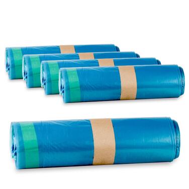 Сміттєві пакети Hypafol Тип 60 зі шнурком, 120 л Пакети для сміття для дому, саду та промисловості Надзвичайно міцні та стійкі до розривів Сині надміцні сміттєві пакети з високоякісного матеріалу 125 шт. (25 шт. в упаковці) 120 літрів