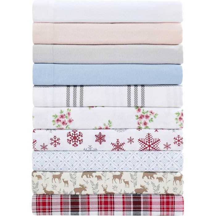 Комплект постільної білизни Linen Closet з м&39якою та затишною фланелевою тканиною, 100 бавовна, двоспальне ліжко розміру &quotqueen-size&quot, тартан кольору воронячого воронового горла (стандарт США)