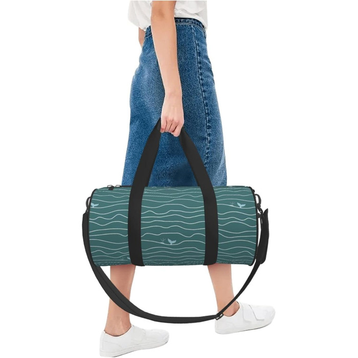 Складана дорожня сумка Морська хвиля з абстрактним малюнком китів, унісекс, ідеальна для коротких подорожей та спорту