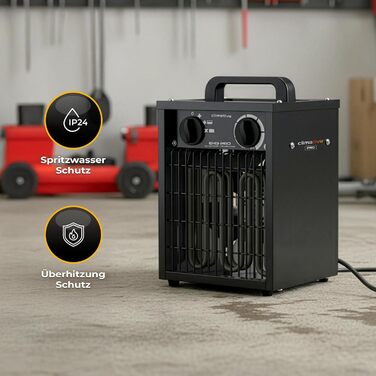 Електричний вентилятор-обігрівач 3 кВт з термостатом, IP24 EH-3 PRO, обігрівач для майстерні, 495 м/год, радіатор, обігрівач для гаража, обігрівач для будівництва, енергозберігаючий вентилятор-обігрівач