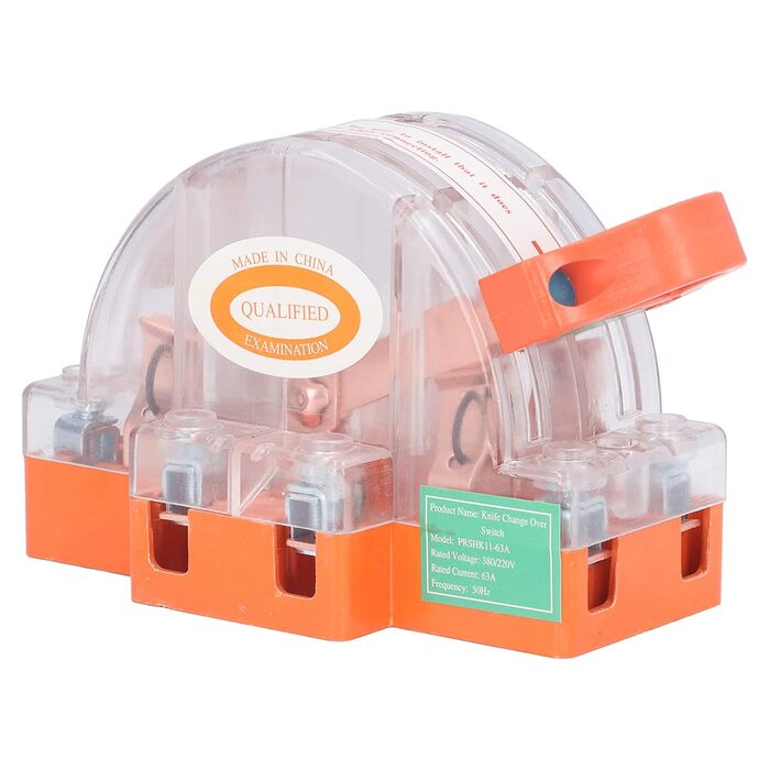 Перемикач ножа-2P 63A Чиста мідь LED двонаправлений подвійний кидок, конструкція монтажного кільця, протиударна конструкція, прозора оболонка, велика рамка, для промислових підприємств