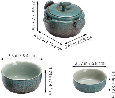 Японський чайний набір для подорожей з керамічної чайнички та чашки. Міцний чохол зі штучної шкіри для любителів чаю та повсякденного використання.