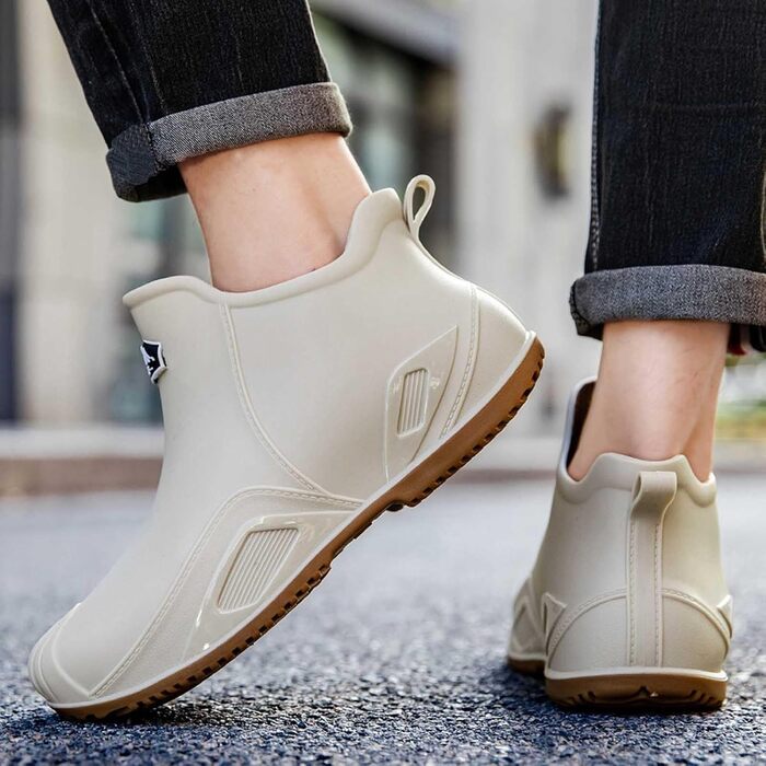 Водне взуття, гумові чоботи, гумові чоботи, чоловічі, жіночі, до щиколотки, зручні, для садівництва, легкі, для катання на човні, кемпінгу, вітрильного спорту, подорожей та походів, білі, 38 2/3 EU