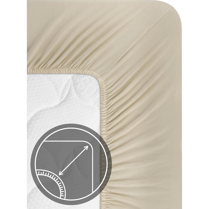 Простирадло на резинці з м&39якого ліоцеллового бавовняного матеріалу з глибиною кишені 35 см - дихаюче простирадло на резинці, бавовняне простирадло, колір 1 х бежевий, розмір 140-160 см x 200 см x 35 см, 1 х бежевий 140-160 см x 200 см x 35 см