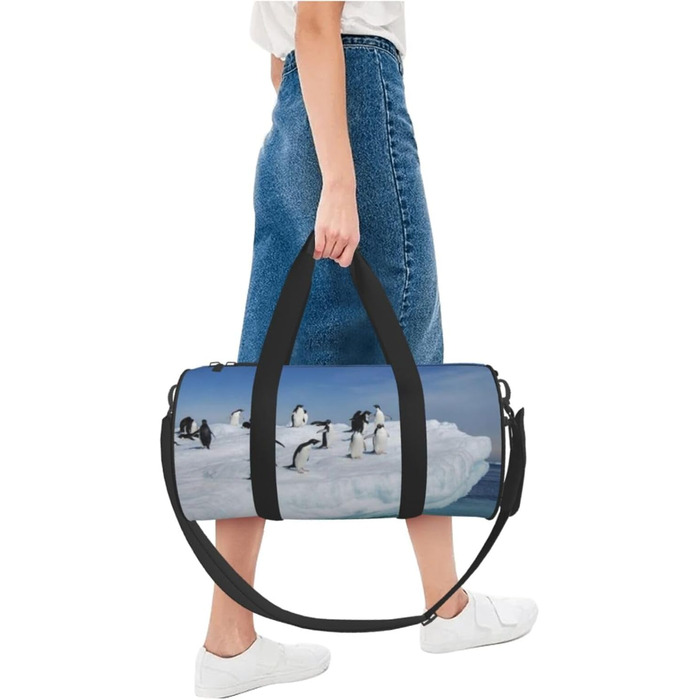 Спортивна сумка для подорожей Шнеєберг, з малюнком пінгвіна, чорна, універсальний розмір