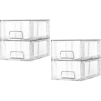 И Штабельовані ящики для зберігання, прозорі акрилові органайзери для ящиків з ручками, органайзери для зберігання для холодильник