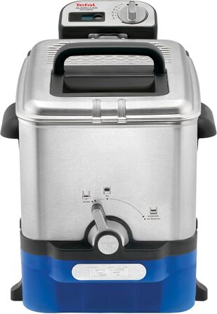 Фритюрниця Tefal FR8040 Oleoclean Pro Inox & Design 2300 Вт Місткість 1,2 кг Знімний резервуар для масла Автоматична фільтрація масла / жиру Таймер Термостат 3,5 л Чорний/Нержавіюча сталь 3,5 л 1,2 кг