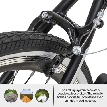 Шосейний/міський велосипед Hiland 28 дюймів для чоловіків та жінок, міський велосипед на 7 швидкостей для дорослих, велосипед 700C чорного кольору