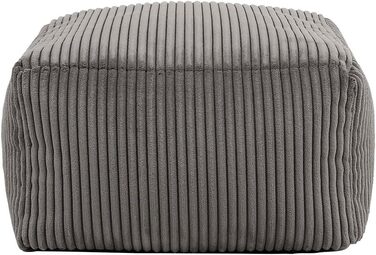 Табурет Icon Amara, темно-сірий, пухнаста вельветова тканина, вельветова крісло-мішок, пуф з наповнювачем, пуф для ніг для вітальні, декор для вітальні, темно-сірий, 40Г x 40Ш x 24В см