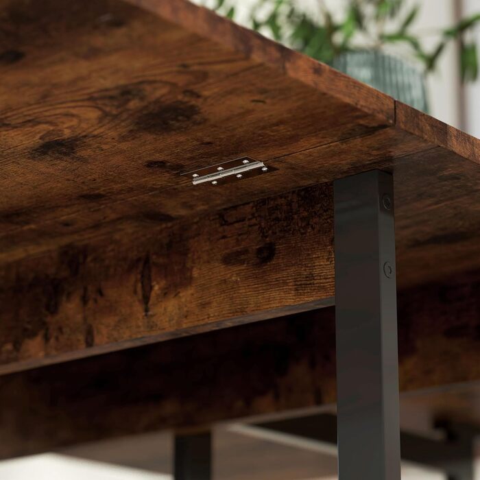 Розкладний обідній стіл, Кухонний стіл для 2-4 осіб з 2 відкритими полицями, Розкладний обідній стіл на колесах для невеликих приміщень, Їдальня, Кухня, 133,4 x 80 x 75 см, Колір рустик-коричневий