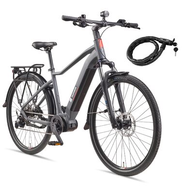 Електричний велосипед TELEFUNKEN E-Bike для чоловіків та жінок Міський педальний велосипед позашляховика з двигуном середнього розташування та літій-іонним акумулятором 720 Втгод Перемикач швидкостей Гідравлічні дискові гальма Світлодіодне освітлення Коле