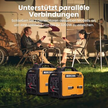 Інверторний генератор maXpeedingrods потужністю 2300 Вт, надзвичайно тихий портативний для кемпінгу на свіжому повітрі, автофургона, легкий 4-тактний аварійний генератор, бензиновий для подорожей, гаража, каравану з USB та розетками 230 В, помаранчевий 23