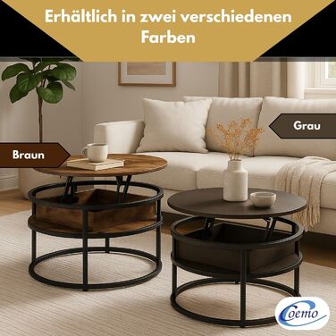 Сірий журнальний столик-гойдалка з регульованою стільницею та прихованим відділенням для зберігання, метал та дерево, бічний столик для вітальні, круглий диванний столик з місцем для зберігання, сучасний металевий стіл, столик для дивана