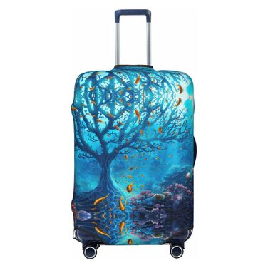 Чохол для валізи Морський світ, захисний еластичний чохол від подряпин та пилу для багажу, чорний, розмір 85