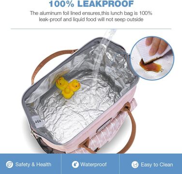 Жіноча сумка-холодильник Lekesky для ланчу, ізольована, герметична, з широким отвором, 11 л, рожева