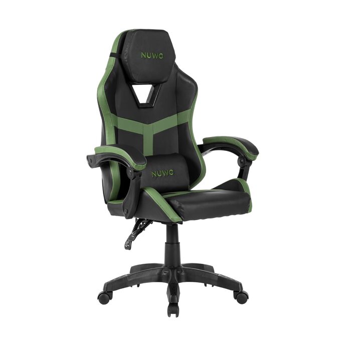 Ергономічне ігрове крісло Nuwo Odin, крісло для ПК, ігрове крісло, офісне крісло, м&39які підлокітники, регульована спинка та висота, поперекова підтримка та підголівник, 120 кг, військово-зелений, військово-зелена серія Odin