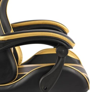 Ігрове крісло LAPOOH з підставкою для ніг, офісне крісло, ігрове крісло, ігрове крісло, письмове крісло, обертове крісло, чорно-золота штучна шкіра