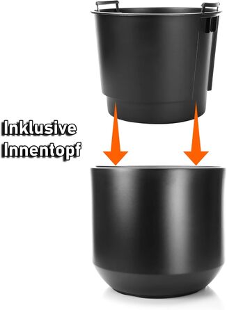 Квітковий горщик BigDean Style ø 40 см, антрацитовий, зі знімним внутрішнім горщиком - всепогодний квітковий горщик з ударостійкого пластику - великий горщик, підходить для використання на вулиці та в приміщенні ø 40 см