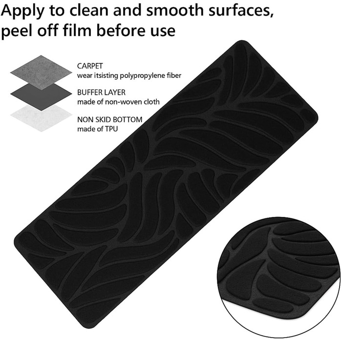 Самоклеючих килимків для сходів 76x20 см для дерев&39яних сходів - протиковзкий килимок для сходів - повстяні самоклеючі сходинки для використання всередині приміщень (чорні), 15