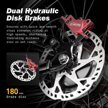 Гірський електровелосипед E-MTB з колесами 26 дюймів (66 см) та крутним моментом 70 Нм для дорослих, зі знімним літій-іонним акумулятором 48 В 17,5 Аг, 7 передачами з подвійною амортизацією та дисковими гальмами