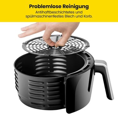 Фритюрниця Chefman TurboFry 1,9 літра, компактний розмір, 60-хвилинний таймер для швидкого та здорового приготування, для картоплі фрі, курки, м'яса, риби, овочів, можна мити в посудомийній машині, чорний