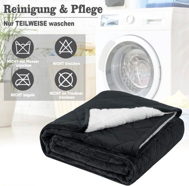 Обтяжена ковдра WOLTU, терапевтична ковдра для дорослих, двостороння обтяжена ковдра зі скляними намистинами, антистресова, пухнаста, виготовлена з шерпа фланелі, 11 кг, 150 x 200 см, чорна 150x200 см 11 кг антрацит