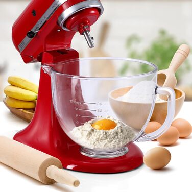 Скляна миска Gdrtwwh для міксера KitchenAid 4.5-5 кварт з нахиленою головкою, заміна на скляну миску KitchenAid Artisan Mixer (скляна чаша)
