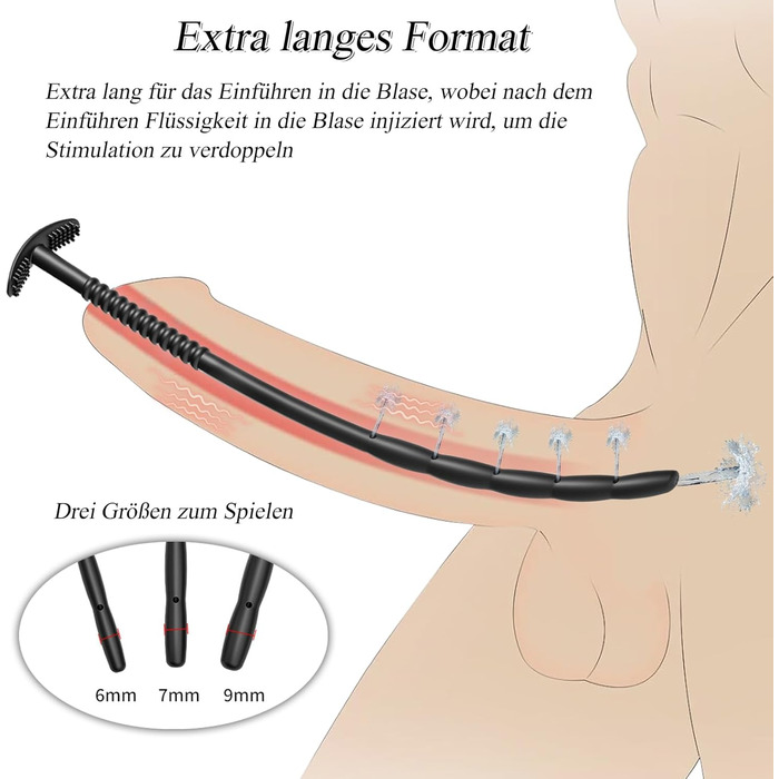 Набір уретральних дилататорів BDSMAGE, з шприцом, 25 см, силікон, стимуляція простати, діаметри 6,7,9 мм, 3 шт.