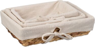 Хлібний кошик Relaxdays, набір з 3 шт. , різних розмірів, тканий, з тканинною вставкою різних розмірів, плетені, з тканинною встав