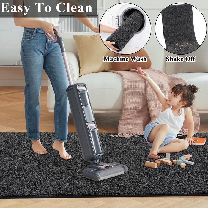 Килимова доріжка SHACOS 60x180 см, нековзка доріжка для передпокою, м&39який кухонний килимок, можна прати, сучасна доріжка для передпокою для кухні, входу, вітальні, чорний/сірий 60x180 см сірий/чорний