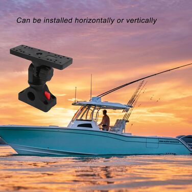 Кронштейн ехолота, обертання на 360 градусів, універсальна монтажна пластина, кронштейн ехолота морської електроніки для човнів, байдарок, електроніки GPS, ехолота та глибиноміра (чорний)
