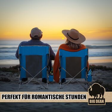 Складаний пляжний стілець BigDean, легкий та стійкий, з тримачем для напоїв