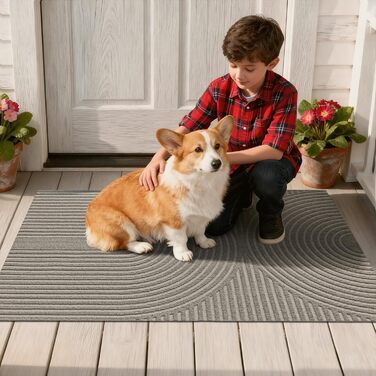 Килимок FEOMOS для приміщень/зовнішніх дверей 60x90 см, нековзний, брудозатримуючий килимок з абсорбуючою здатністю, миється та міцний, для вхідних дверей, коридору, балкону, кухні - бежевий 60 см x 90 см