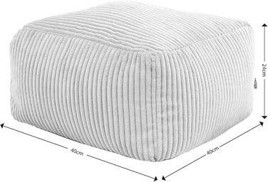 Табурет Icon Amara, темно-сірий, пухнаста вельветова тканина, вельветова крісло-мішок, пуф з наповнювачем, пуф для ніг для вітальні, декор для вітальні, темно-сірий, 40Г x 40Ш x 24В см