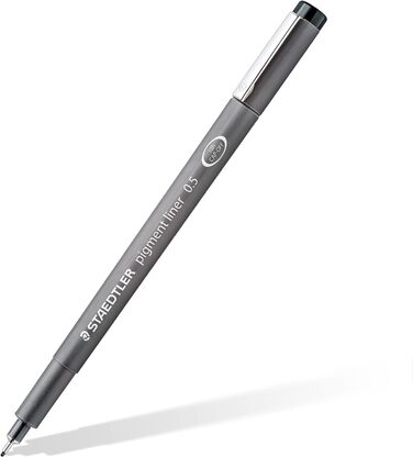 Чорні пігментні вкладиші STAEDTLER різної ширини лінії, документостійкі пігментні чорнила, довгий металевий наконечник, тривалий термін служби, 12 вкладишів у 12 ширині ліній, 308-9 TB12