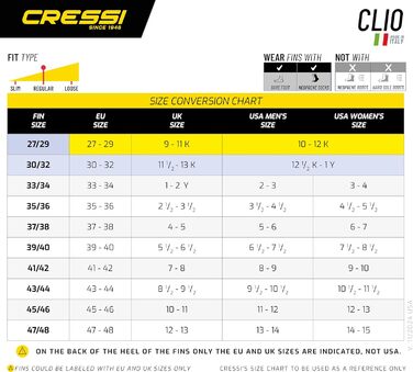 Ласти для дайвінгу Cressi Clio легкі ласти для плавання для дітей та дорослих з еластичного матеріалу, ергономічного дизайну та ефективної тяги для водних видів спорту 27/29 жовтого кольору