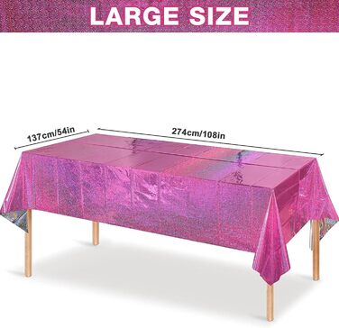 Скатертина День народження, гаряча рожева скатертина для вечірки Водонепроникна пластикова скатертина Рожева фольга Скатертина для