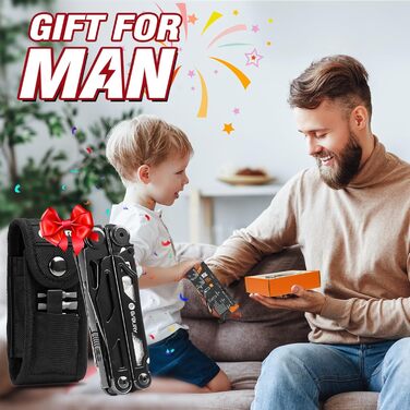 Багатофункціональні складані плоскогубці BIBURY 16-в-1 з покращеними ножицями та викруткою, з нейлоновим чохлом, ідеально підходять для активного відпочинку, походів, самостійного ремонту, подарунка для тата, для чоловіків, чорного кольору